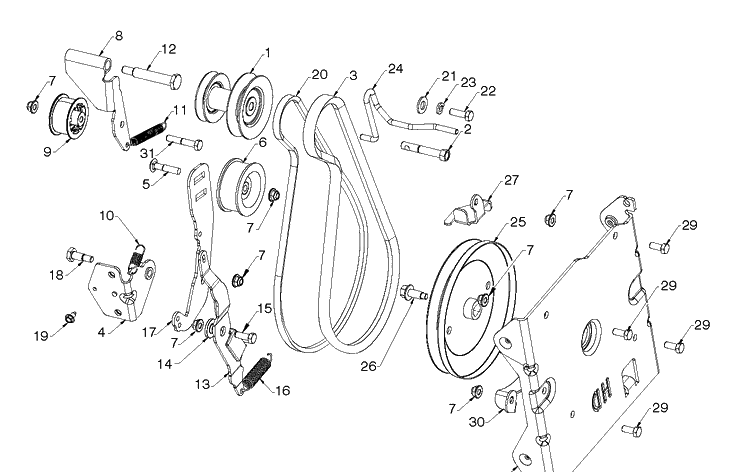 Chassis, Engine And Pulleys 4 Diagram and Parts List for ST327 (96193012401)(2019-03) Husqvarna Snow Blower