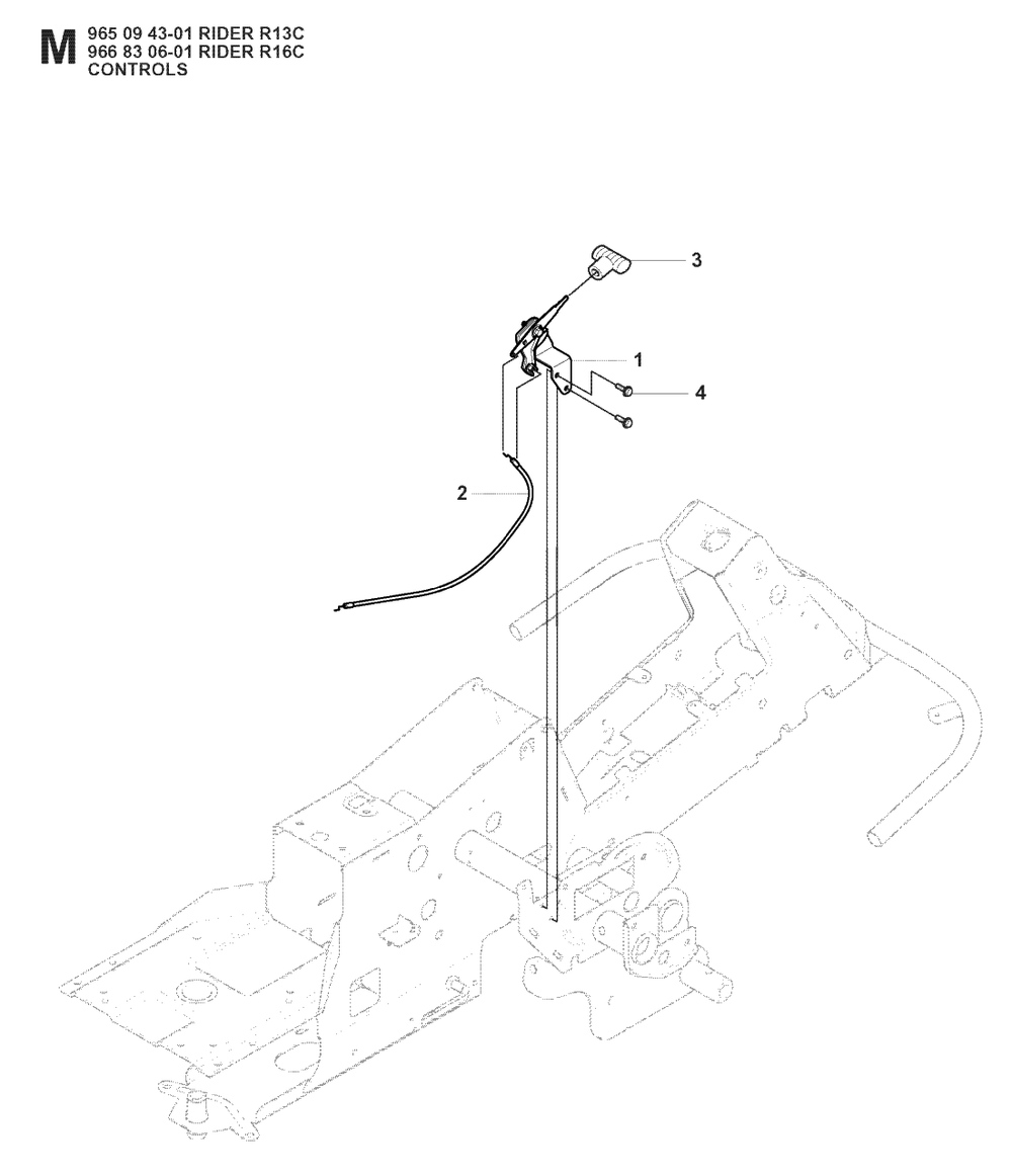 Controls Diagram and Parts List for R13C (965094301)(2008-04) Husqvarna Lawn Tractor