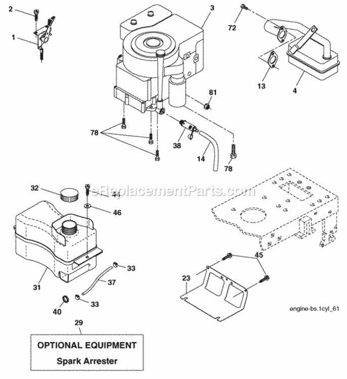 Page E Diagram and Parts List for CO17542LT 2007-02 Husqvarna Lawn Tractor
