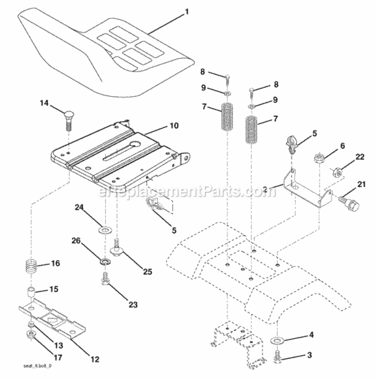 Page H Diagram and Parts List for CO17542LT 2007-02 Husqvarna Lawn Tractor