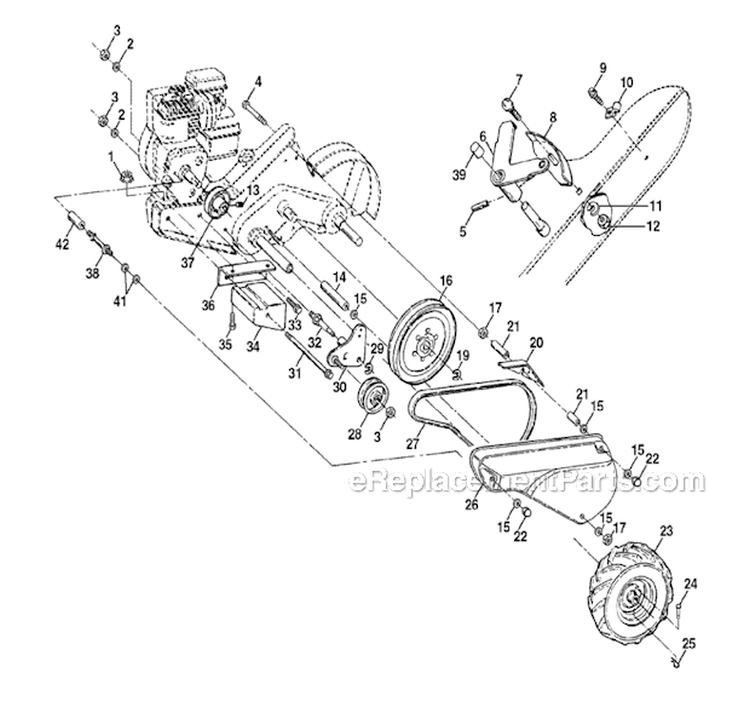 Mainframe Left Side Diagram and Parts List for CRT51 2002-96 - 954001092D Husqvarna Tiller