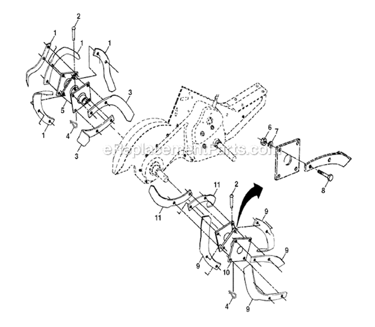 Tine Assembly Diagram and Parts List for CRT51 2009-95 - 954001092C Husqvarna Tiller