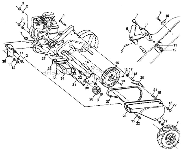 Page B Diagram and Parts List for CRT50 CRT 50 HRT5D -1993-01 Husqvarna Tiller