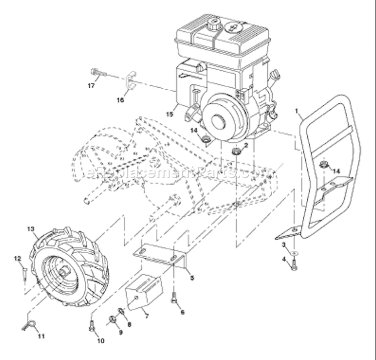 Page D Diagram and Parts List for CRT53 CRT 53 954140063A -1998-02 Husqvarna Tiller
