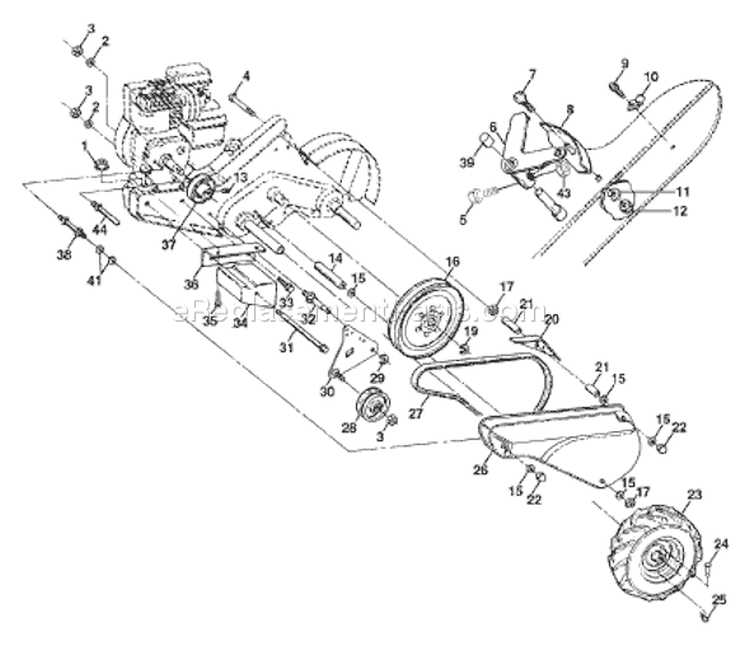 Page C Diagram and Parts List for CRT53 CRT 53 954140063B -1998-07 Husqvarna Tiller