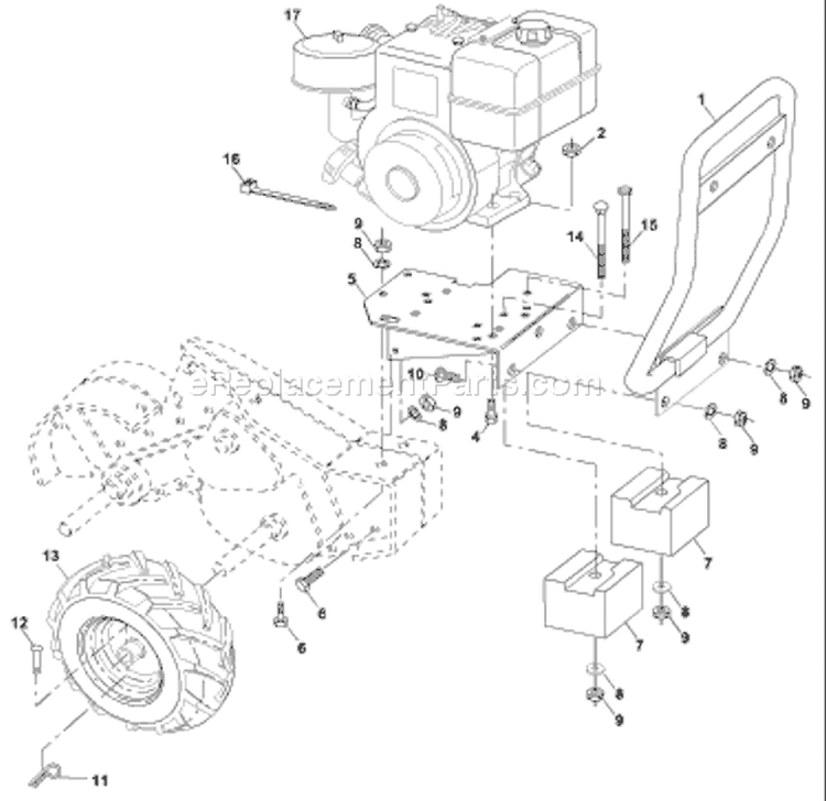 Page D Diagram and Parts List for CRT81 CRT 81 954001152B -1995-12 Husqvarna Tiller