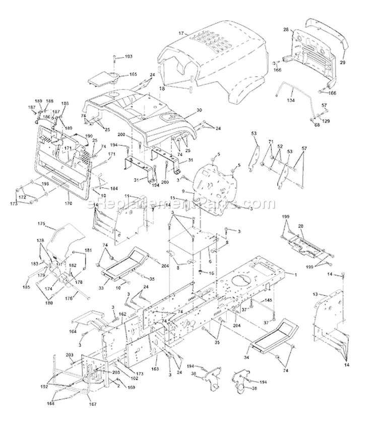 Page B Diagram and Parts List for CTH150 CTH 150 954140101A -1999-10 Husqvarna Lawn Tractor
