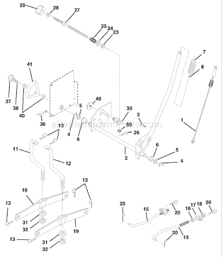 Page H Diagram and Parts List for CT130 CT 130 HEC -954170017 -2000-02 Husqvarna Lawn Tractor