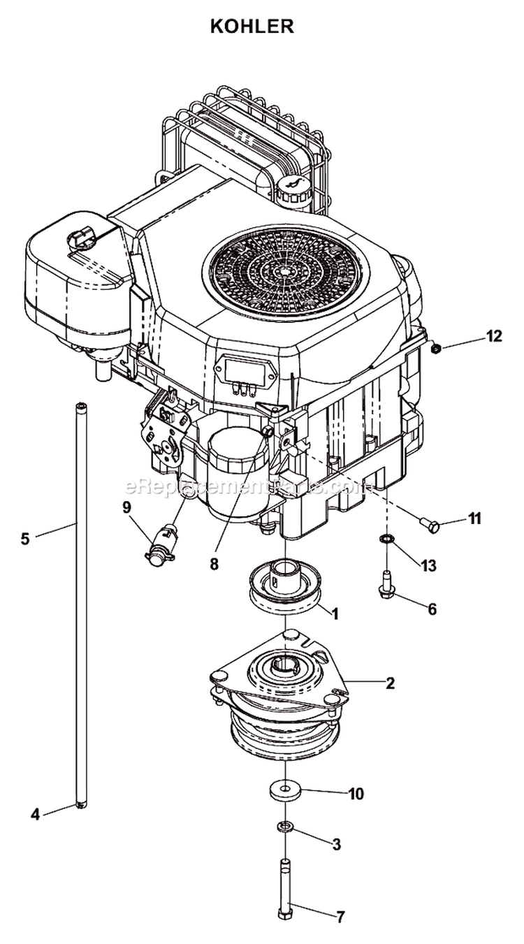 Engine Assembly - Kohler Diagram and Parts List for CZ3815  Husqvarna Lawn Tractor