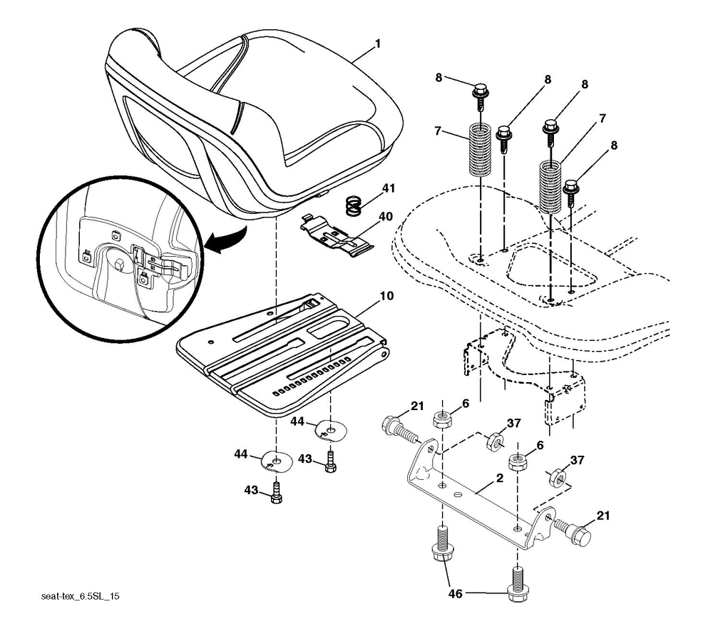 Seat Diagram and Parts List for LGT54DXL  Husqvarna Lawn Tractor