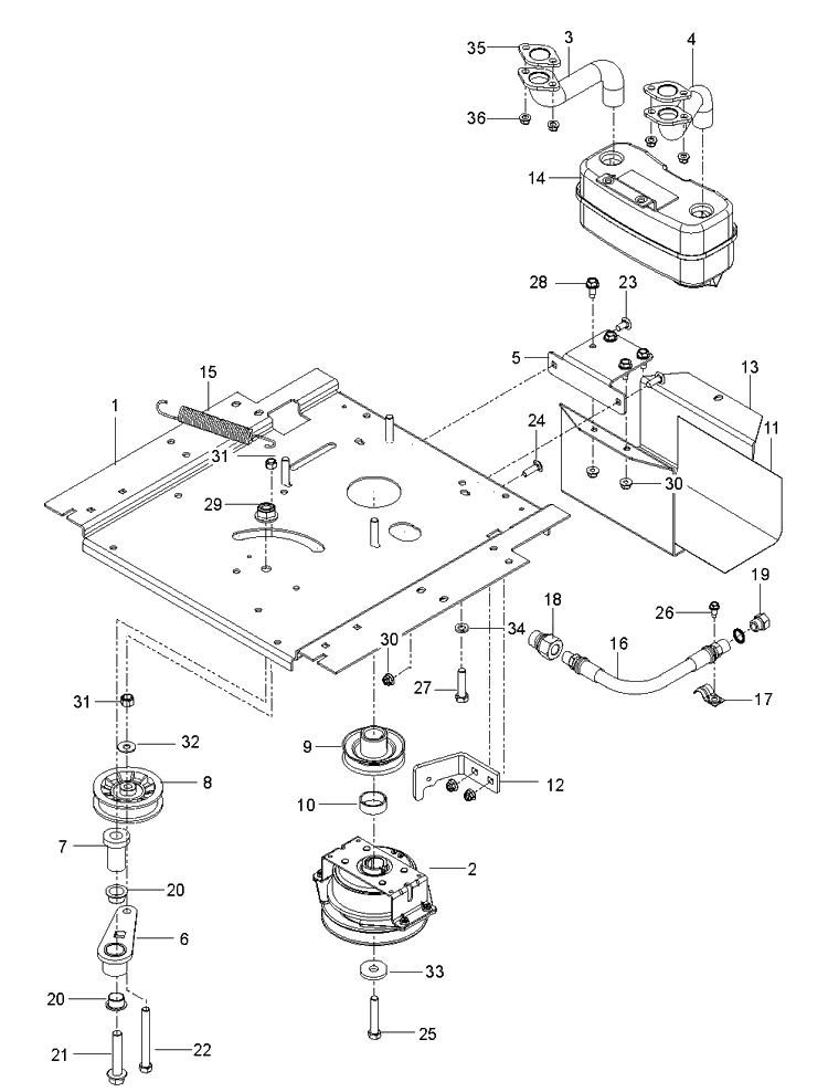 Engine Mounting, Guards And Muffler Diagram and Parts List for Z242F (96795380200)(2018-10) Husqvarna Lawn Mower
