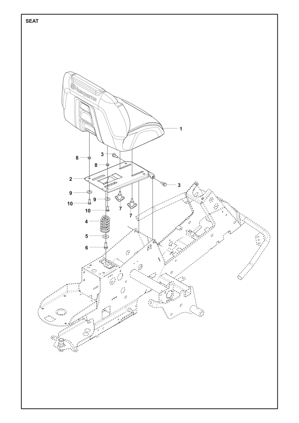 Seat Diagram and Parts List for R200IX  Husqvarna Lawn Tractor
