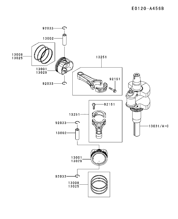 Piston And Crankshaft Diagram and Parts List for FR691V-DS15 2017-09 Husqvarna Engine