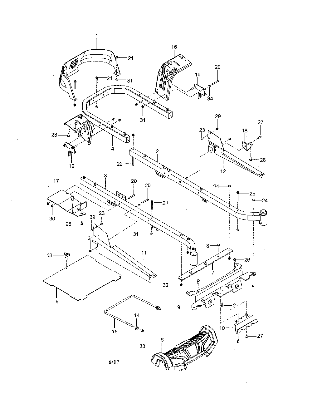 Frame Diagram and Parts List for 967262401-00  Husqvarna Lawn Mower
