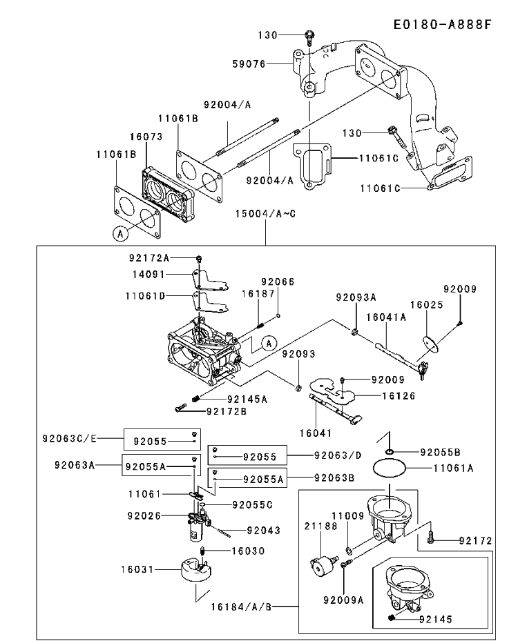 Carburetor Diagram and Parts List for FX921V-DS06 2017-09 Husqvarna Engine