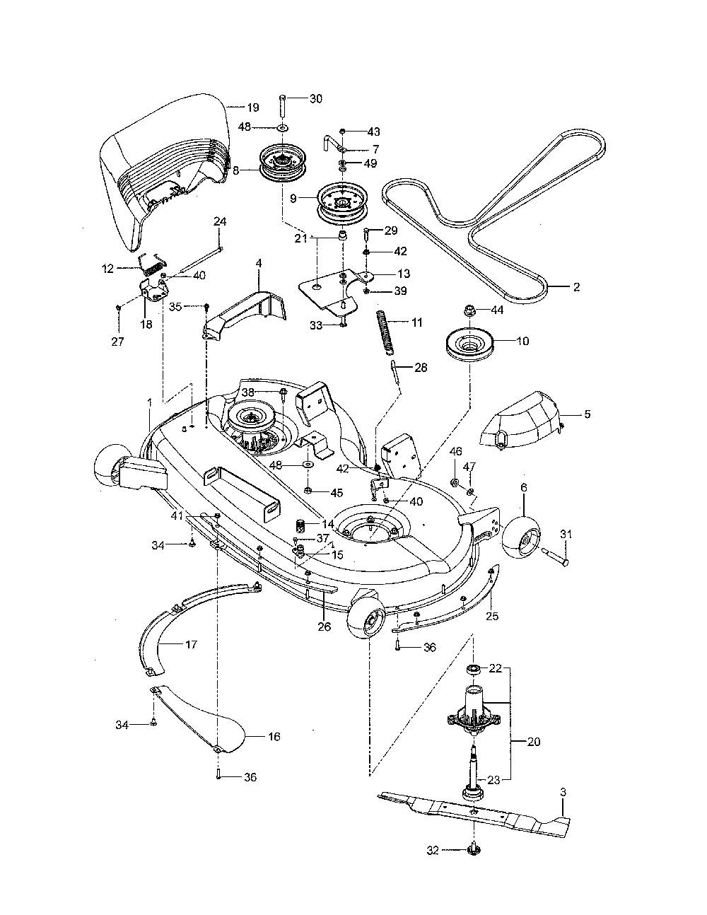 Mower deck/cutting deck Diagram and Parts List for 967323901-00  Husqvarna Lawn Mower