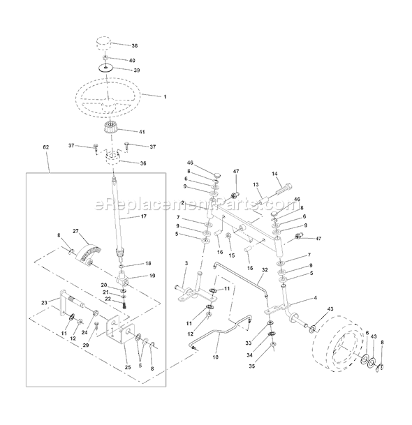Page J Diagram and Parts List for YTH190 (954001972A) (1995-03) Husqvarna Lawn Tractor