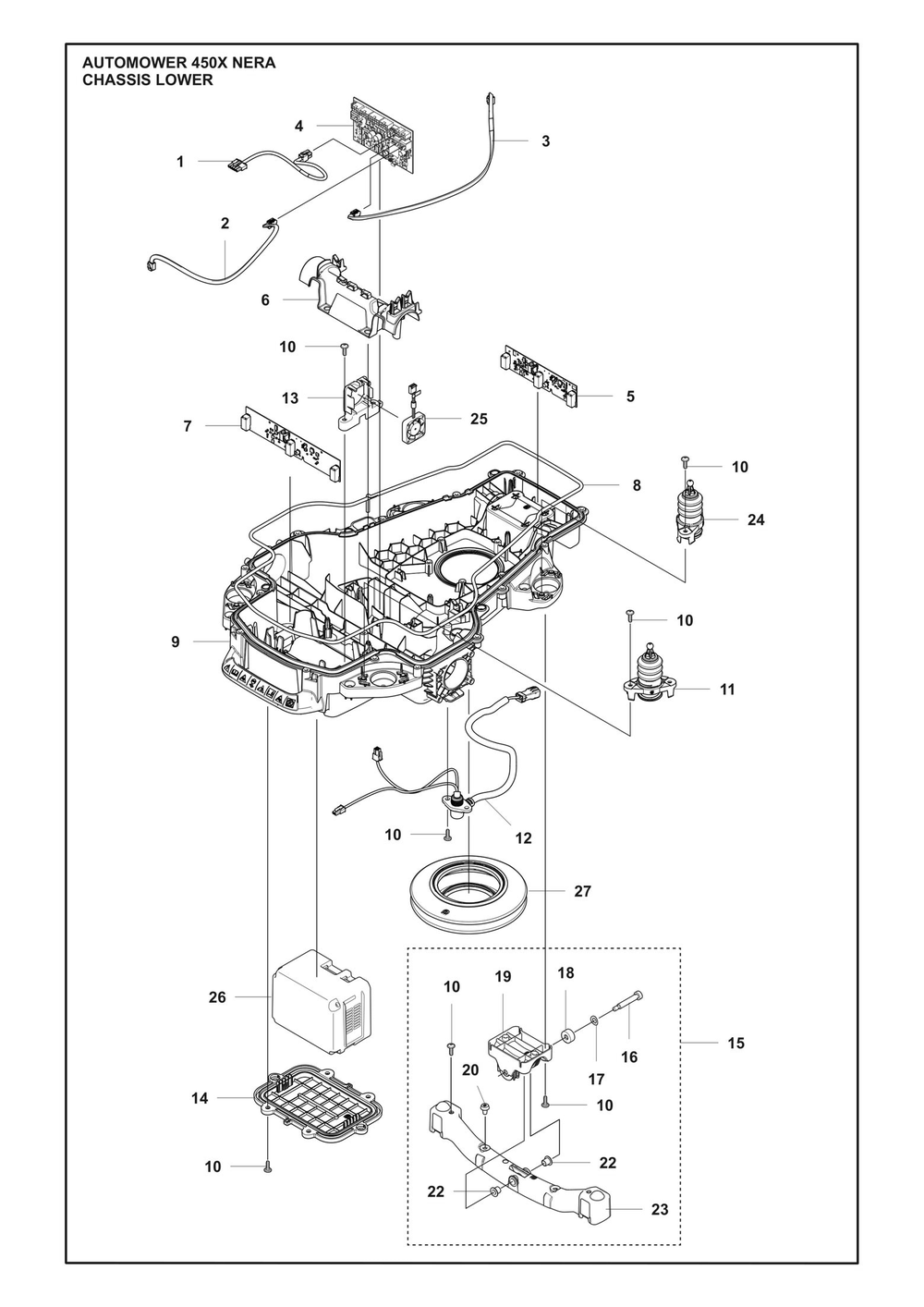 Chassis Lower Diagram and Parts List for 450XNERA  Husqvarna Lawn Mower
