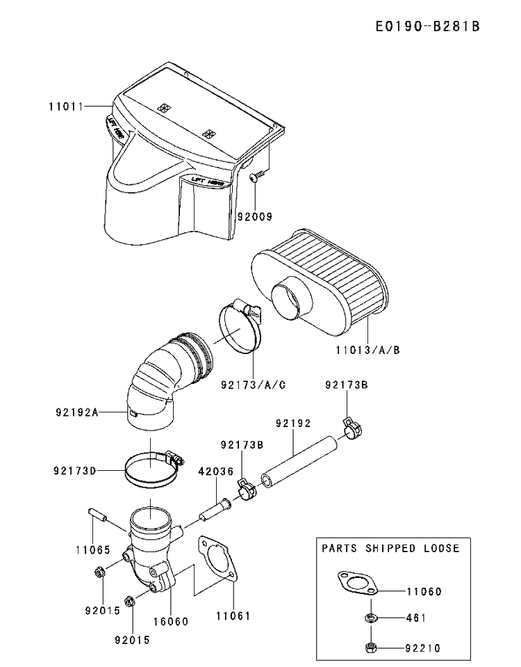 Air Filter And Muffler Diagram and Parts List for FR730V-BS13 2017-09 Husqvarna Engine