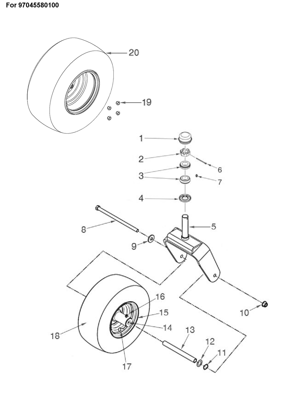 Wheels And Tires Diagram and Parts List for MZ54 ROPS Husqvarna Lawn Tractor