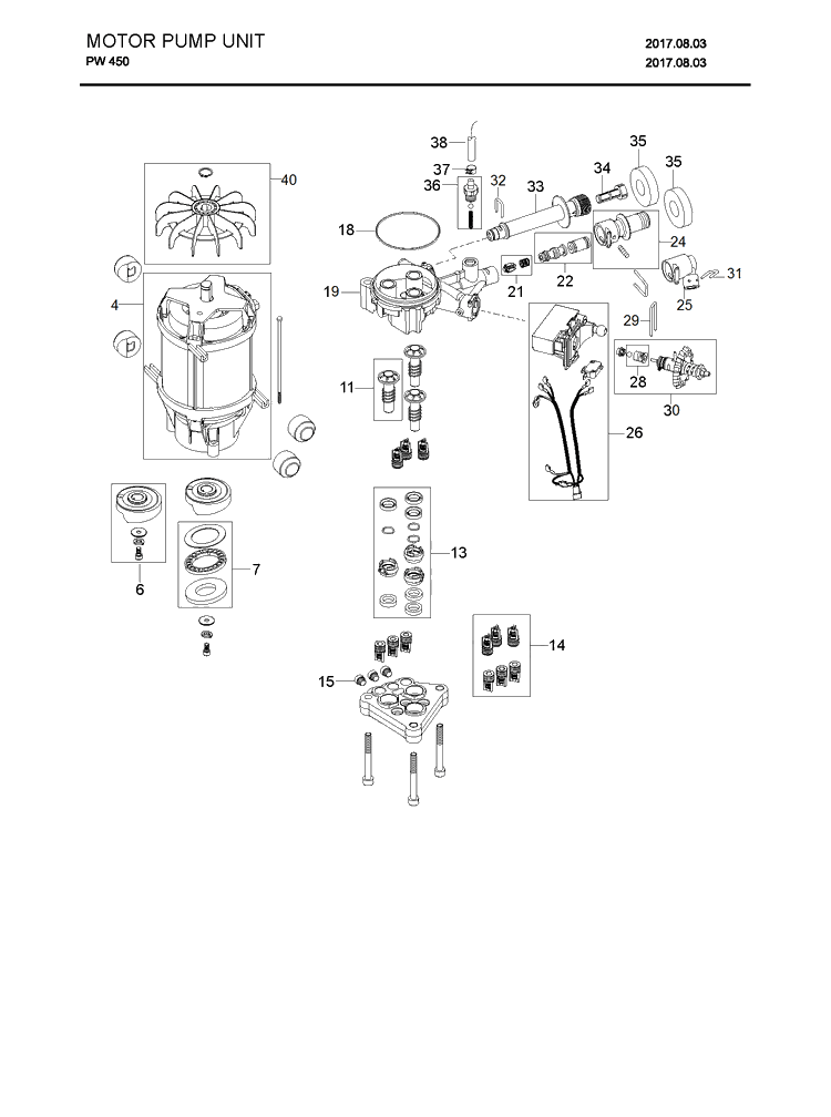 Pump Diagram and Parts List for PW450 (967677901)(2017-10) Husqvarna Pressure Washer
