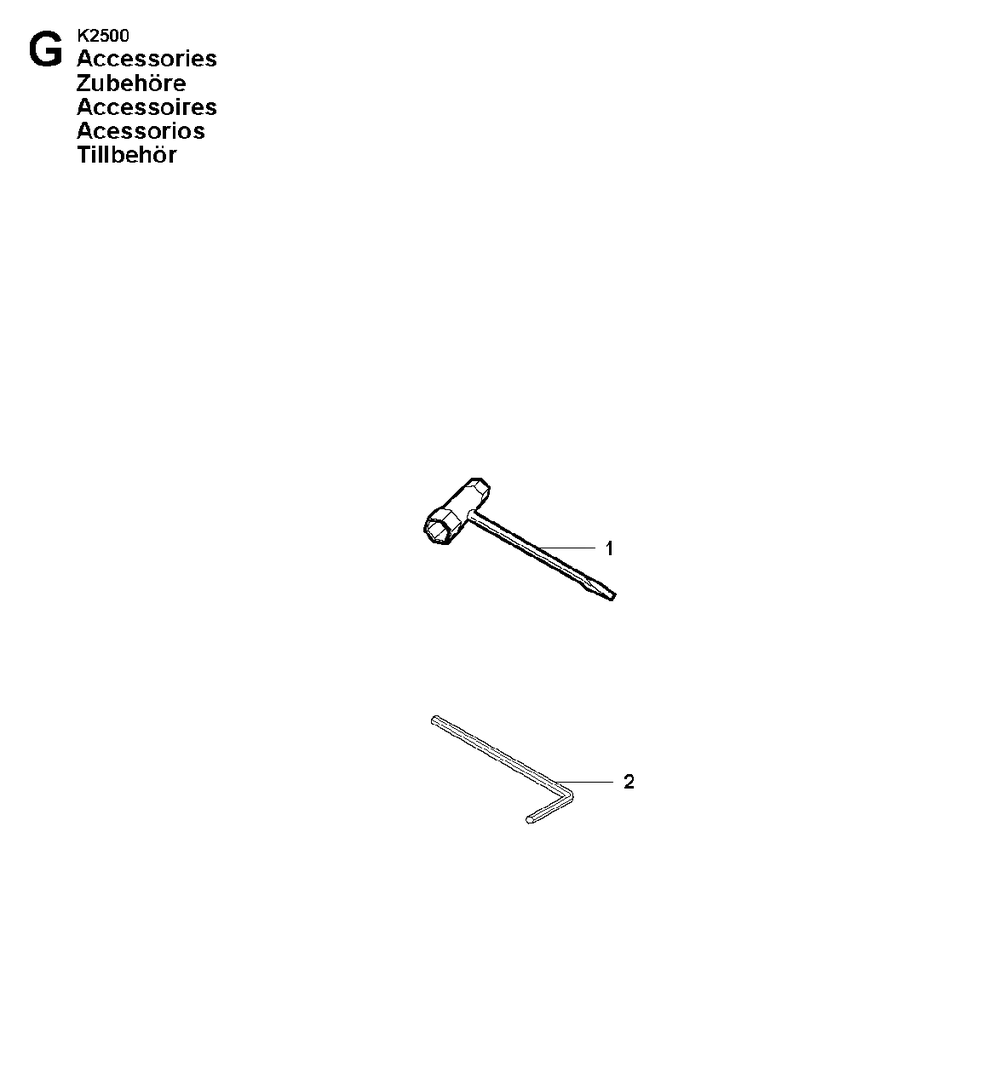 Tools Diagram and Parts List for K2500 2009-02 Husqvarna Circular Saw