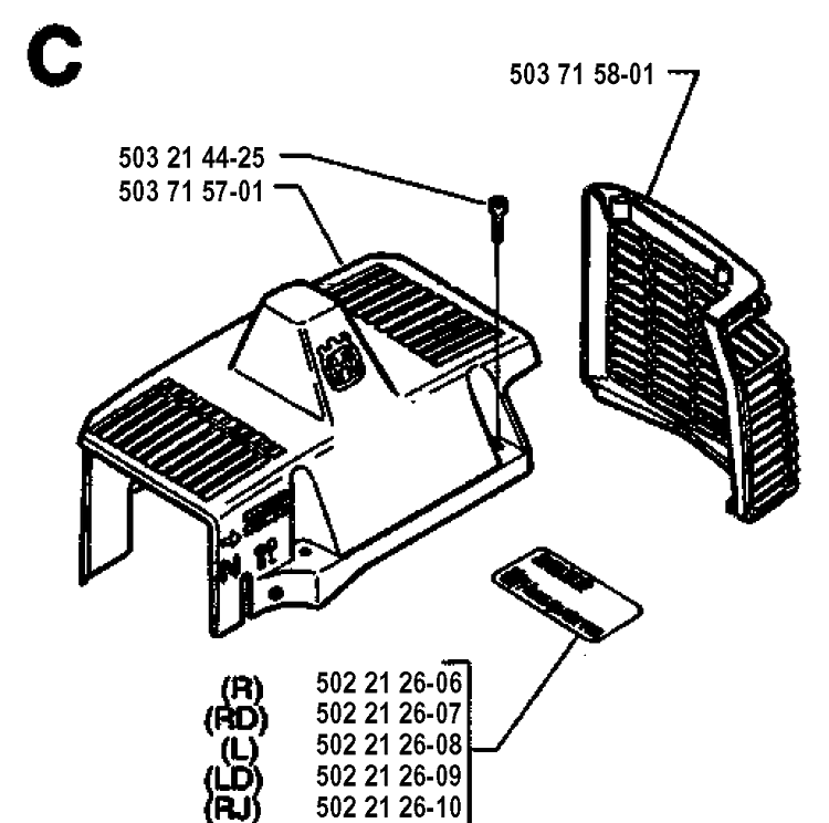 Cylinder Cover Diagram and Parts List for 225LD 19942300001-19951000000 Husqvarna Edger