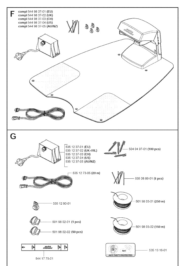 Charging Station Diagram and Parts List for 220AC 2008-06 Husqvarna Lawn Mower
