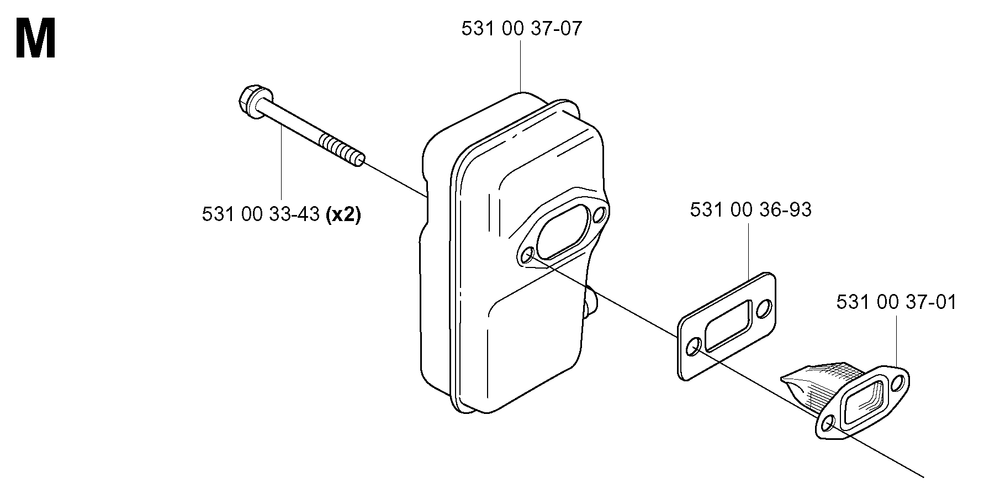 Muffler Diagram and Parts List for 155B (20014000001-20041499999)(2001) Husqvarna Leaf Blower / Vacuum