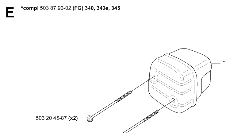 Muffler 3 Diagram and Parts List for 340E 20051800001-20062300000 Husqvarna Chainsaw