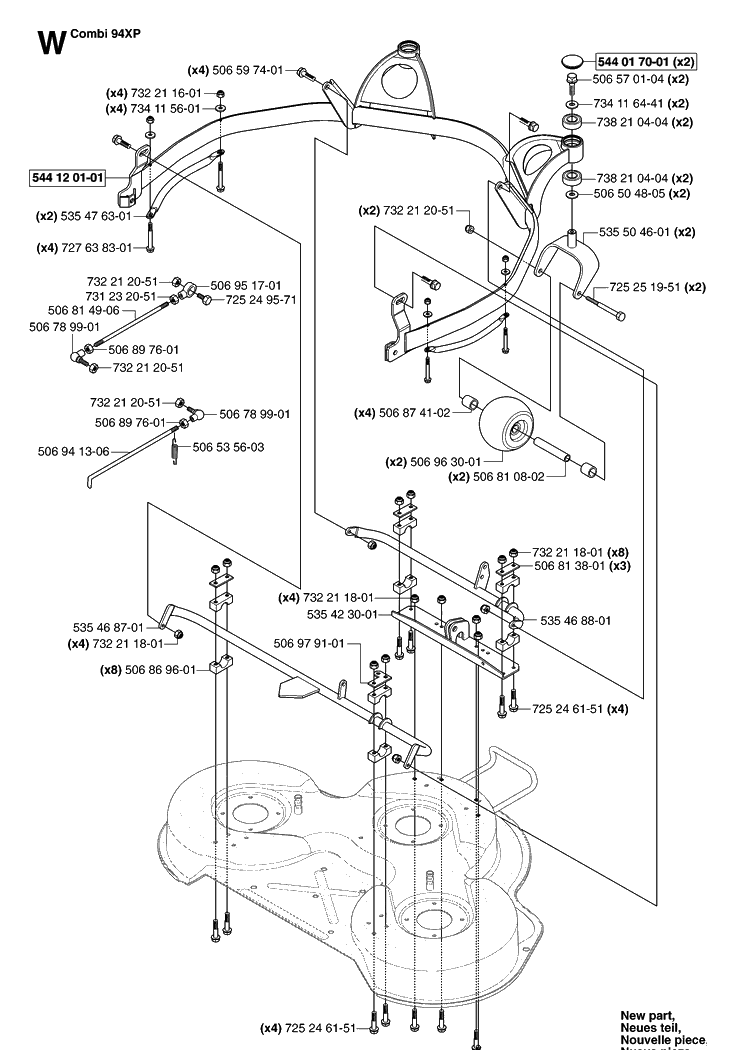 94cm Cutting Deck 2 Diagram and Parts List for PR18AWD (953536601)(2005-03) Husqvarna Lawn Mower