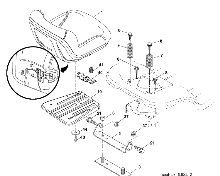 Seat Diagram and Parts List for YTH26V54 (96043011102)(2011-08) Husqvarna Lawn Tractor