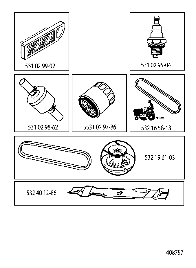 Frequently Used Parts Diagram and Parts List for GTH260TWIN (96041006800)(2008-01) Husqvarna Lawn Tractor