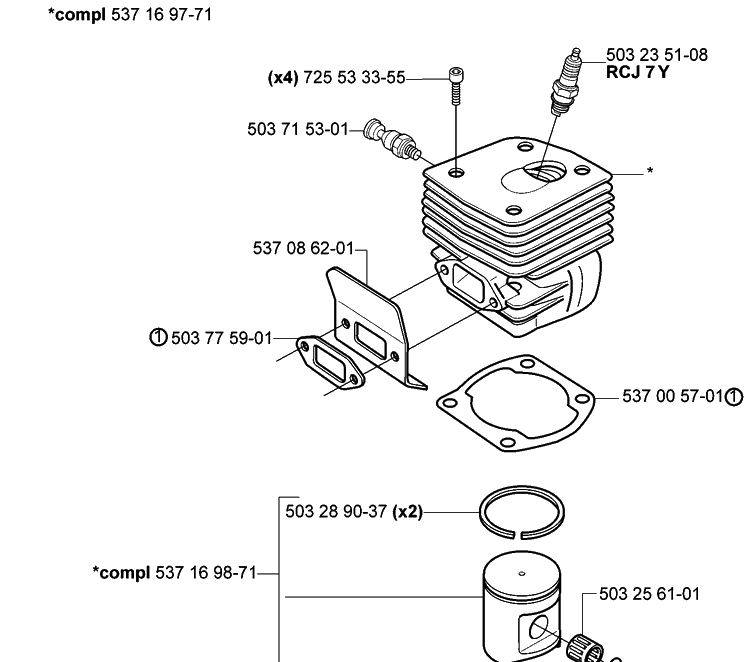 Top Cover Diagram and Parts List for 385 2005-03 Husqvarna Chainsaw