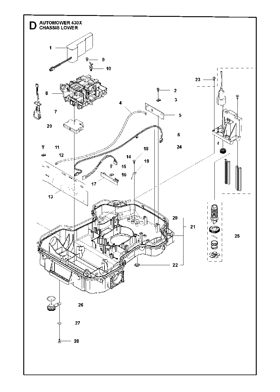 Chassis Lower Diagram and Parts List for 430X 2017-01 Husqvarna Lawn Mower