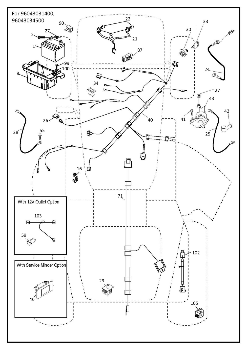 Electrical Diagram and Parts List for TS142 2020 Husqvarna Lawn Tractor