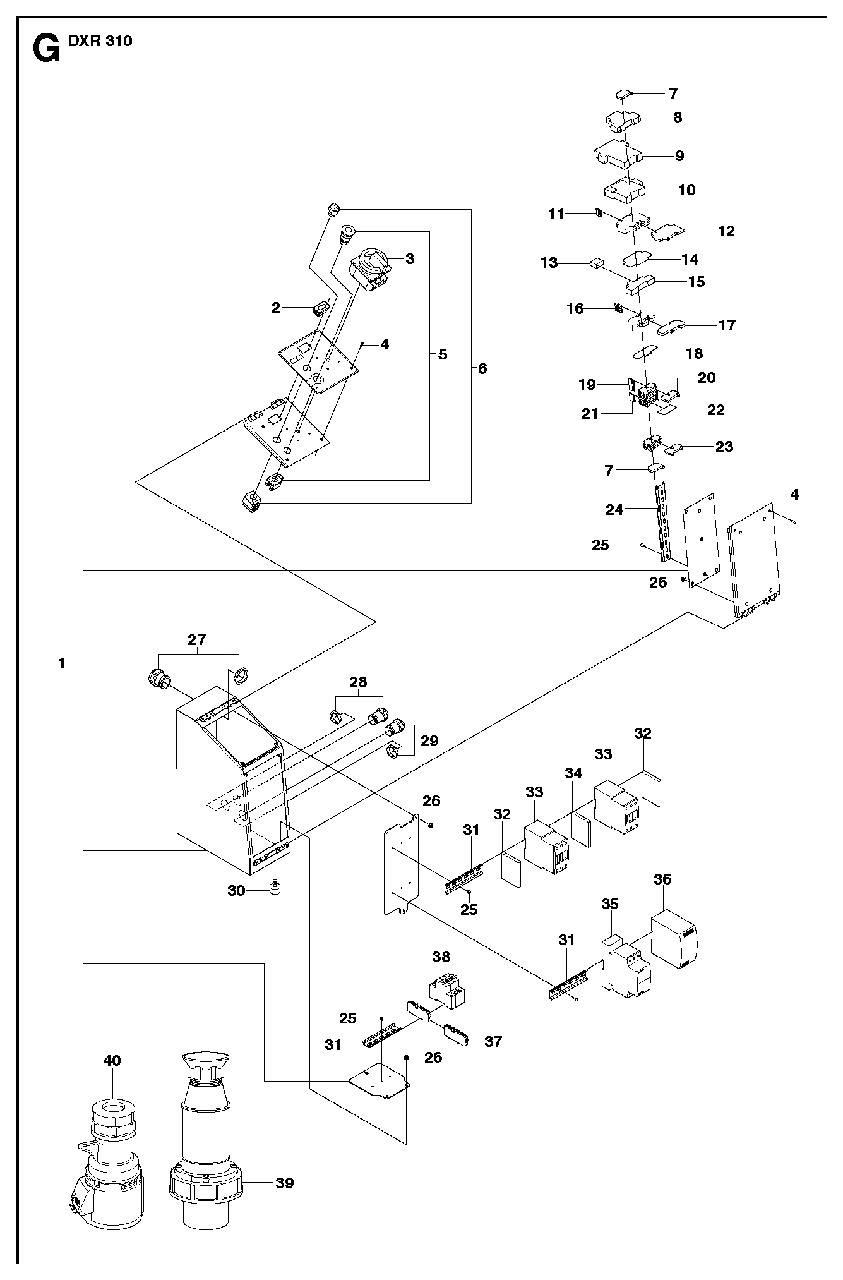 Electrical Diagram and Parts List for DXR310 (1 - 42)(2009-07) Husqvarna Demolition Hammer