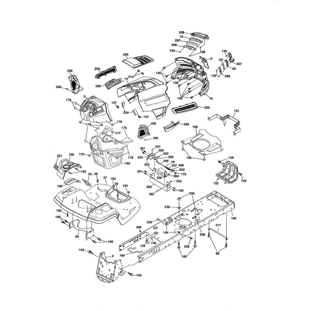 Chassis Diagram and Parts List for GT48XLSI 96043017700 Husqvarna Lawn Tractor