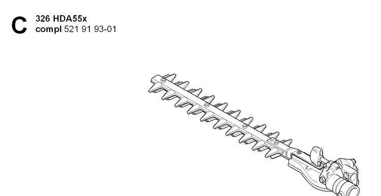 Cutting Equipment Diagram and Parts List for 326HDA55 (X-SERIES)(20090900001-Current) Husqvarna Hedge Trimmer