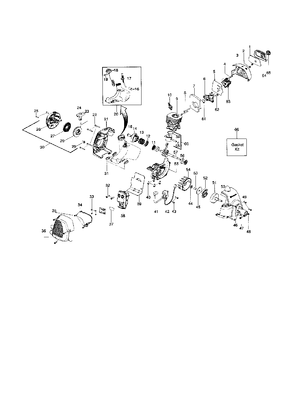 Cylinder/crankshaft/crankcase Diagram and Parts List for 125LSST  Husqvarna Trimmer