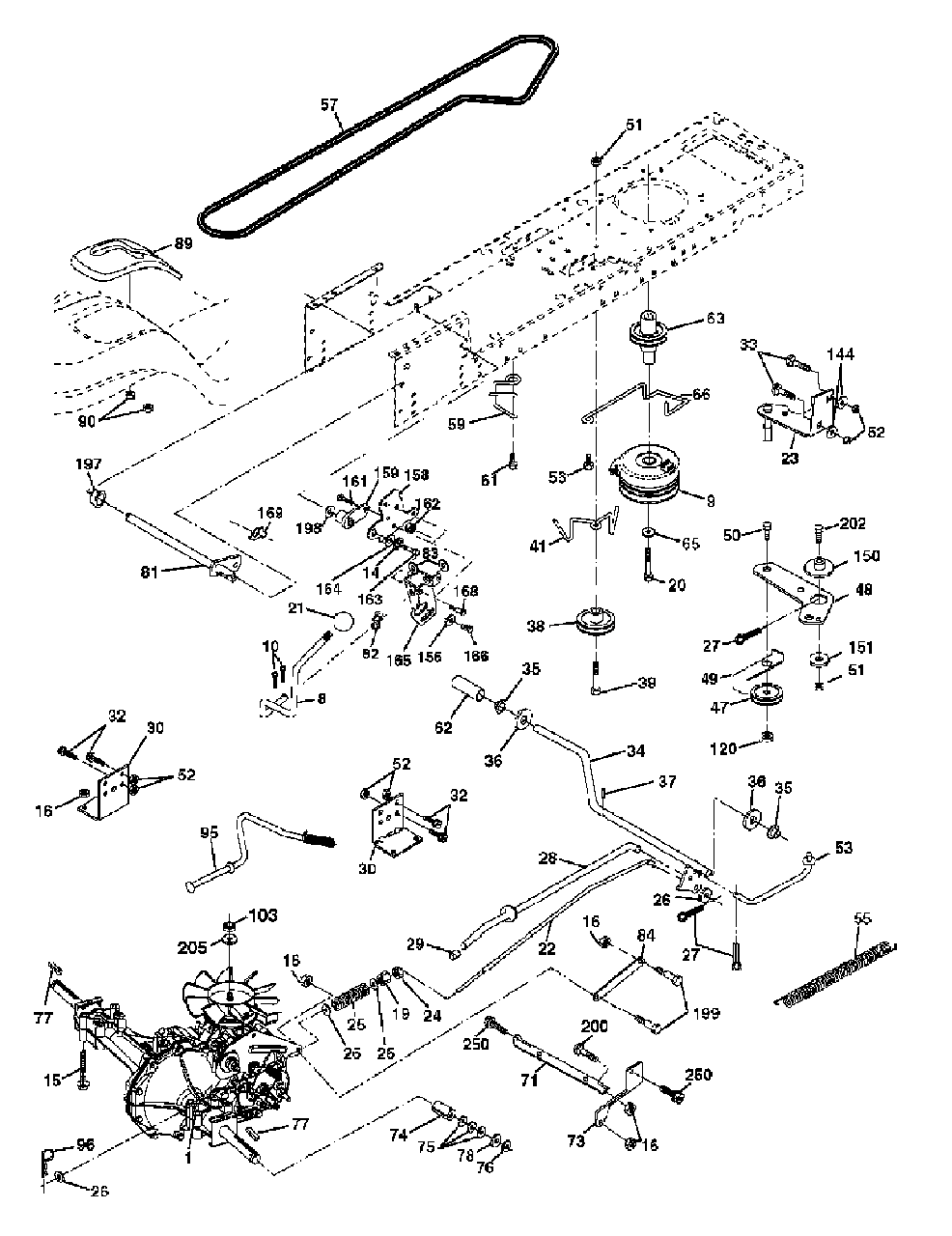 Drive Diagram and Parts List for YTH1542XP (954567253-G)(2003-03) Husqvarna Lawn Tractor