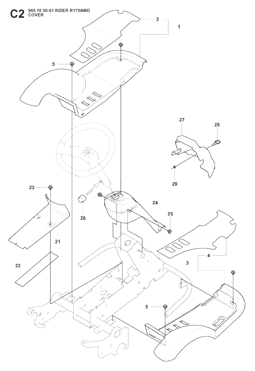 Cover 2 Diagram and Parts List for R175AWD (965105001)(2008-06) Husqvarna Lawn Tractor