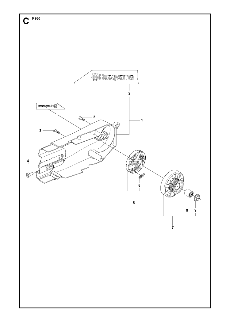 Belt Guard And Pulley 2 Diagram and Parts List for KV960 2008-12 Husqvarna Lawn Tractor Accessories