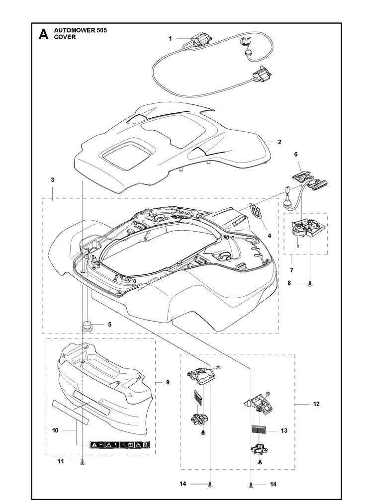 Cover Diagram and Parts List for 505 2021-01 Husqvarna Lawn Mower