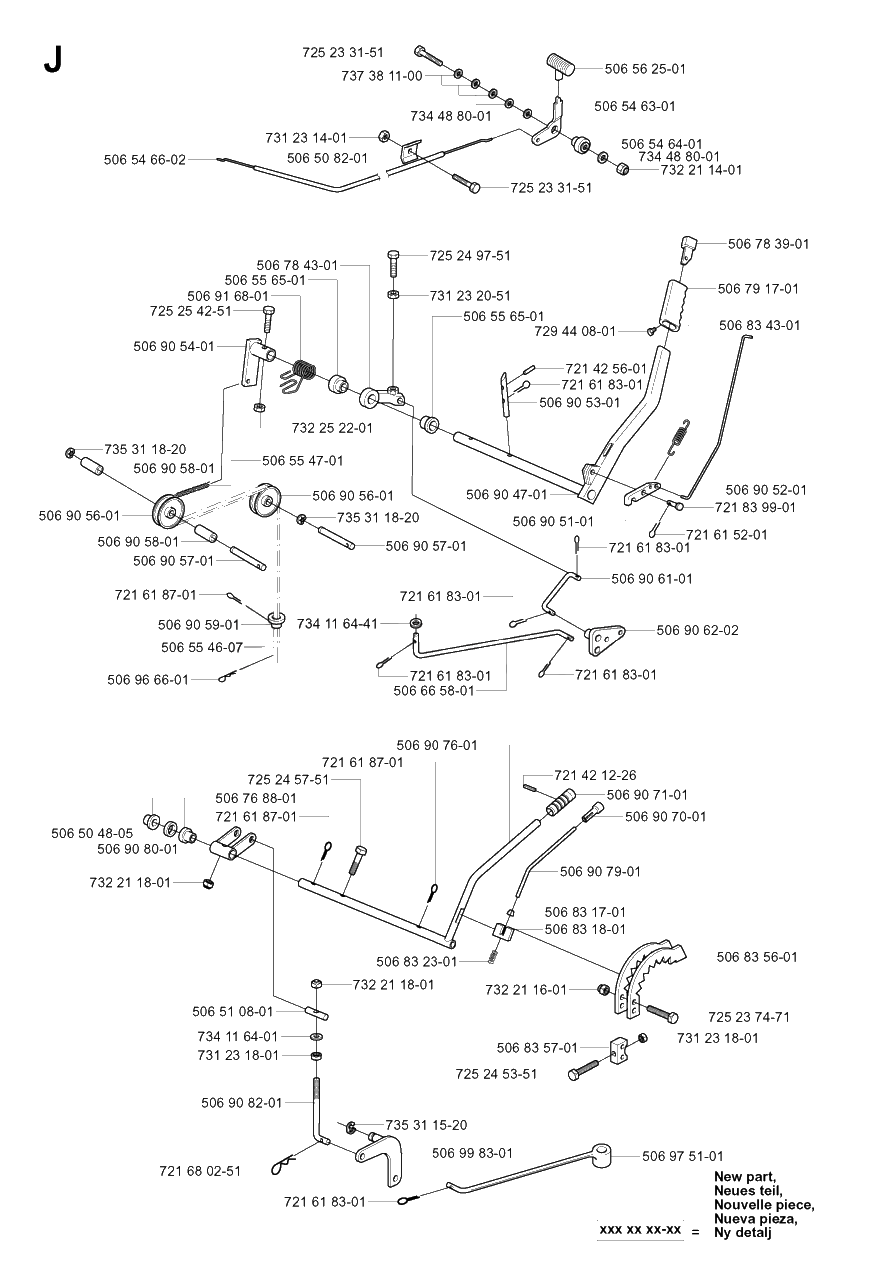 Controls Diagram and Parts List for R16 2003-01 Husqvarna Lawn Tractor