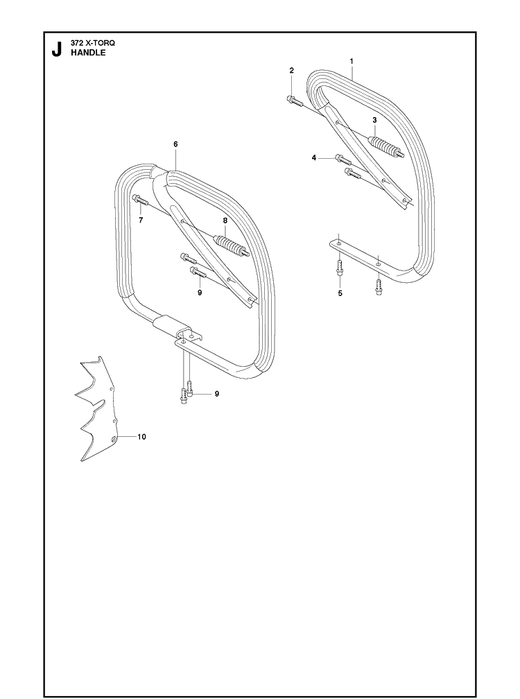 Handle 7 Diagram and Parts List for 372XP XPG X-TORQ Husqvarna Chainsaw