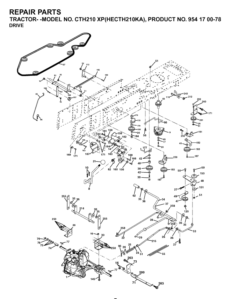 Drive Diagram and Parts List for CTH210XP (HECTH210KA)(2003-01) Husqvarna Lawn Tractor