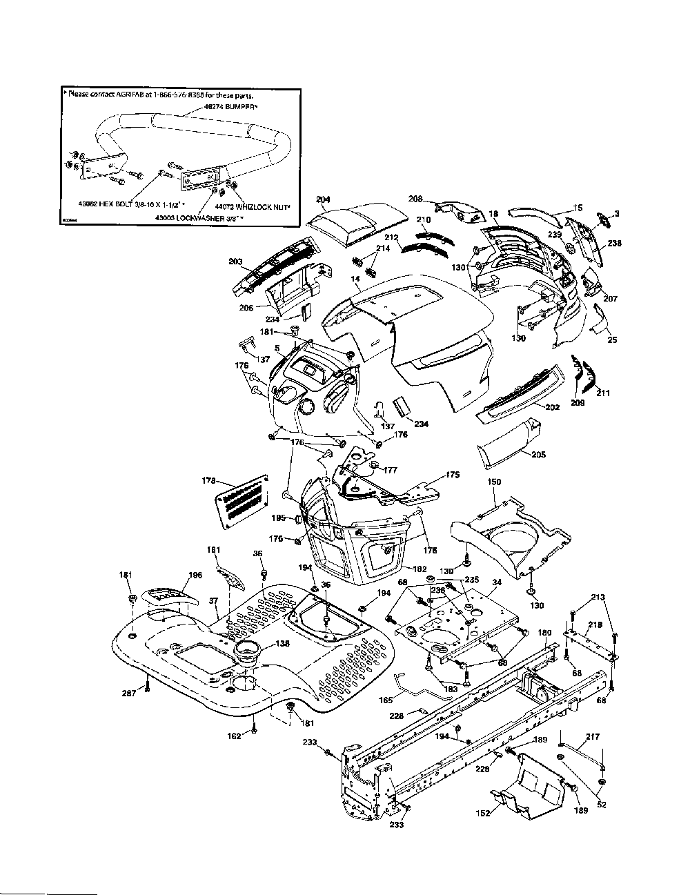 Chassis Diagram and Parts List for YTH2348-917287561  Husqvarna Lawn Tractor