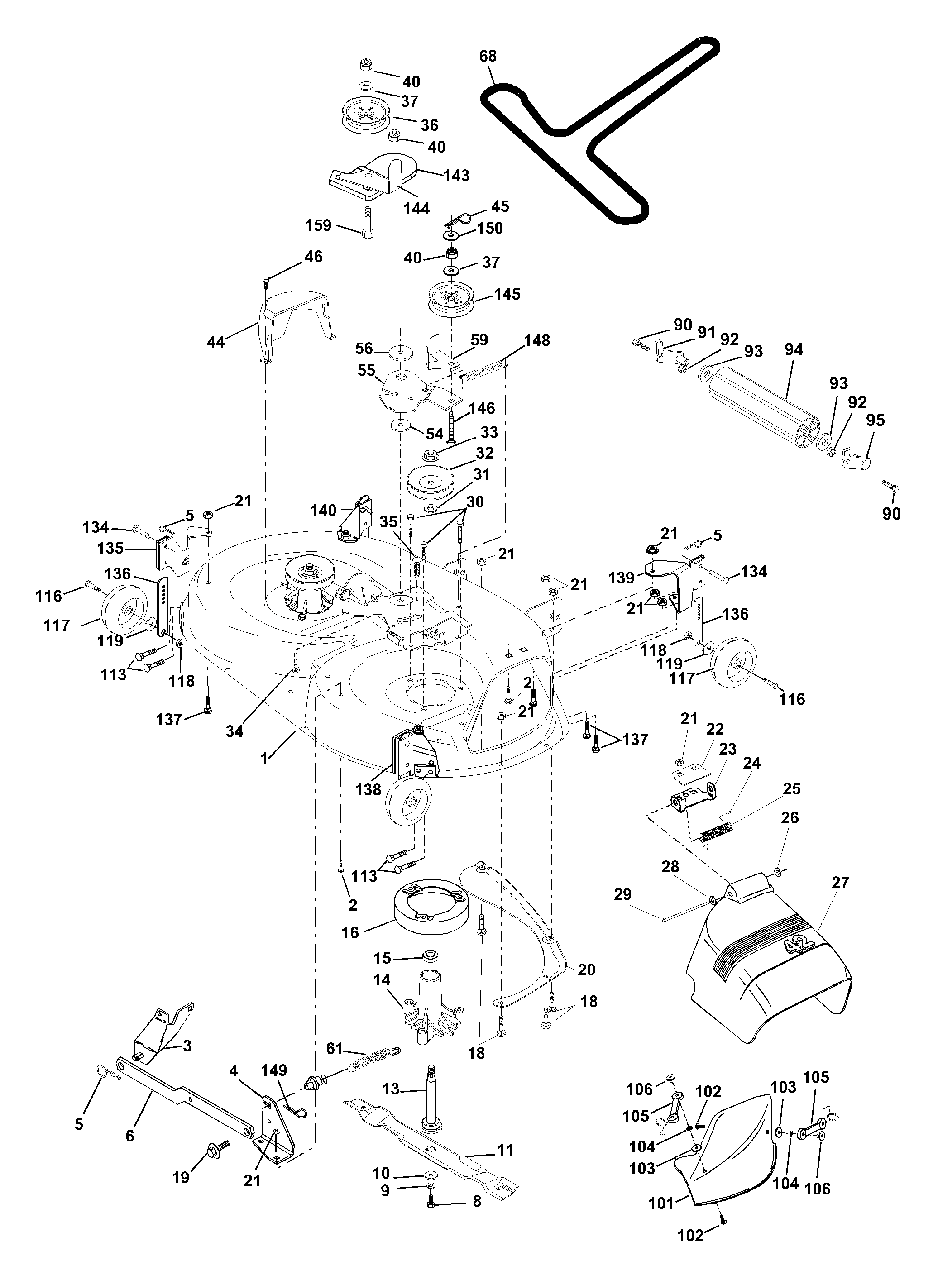Mower Deck Diagram and Parts List for YTH1542XP (954567253-A)(2001-01) Husqvarna Lawn Tractor