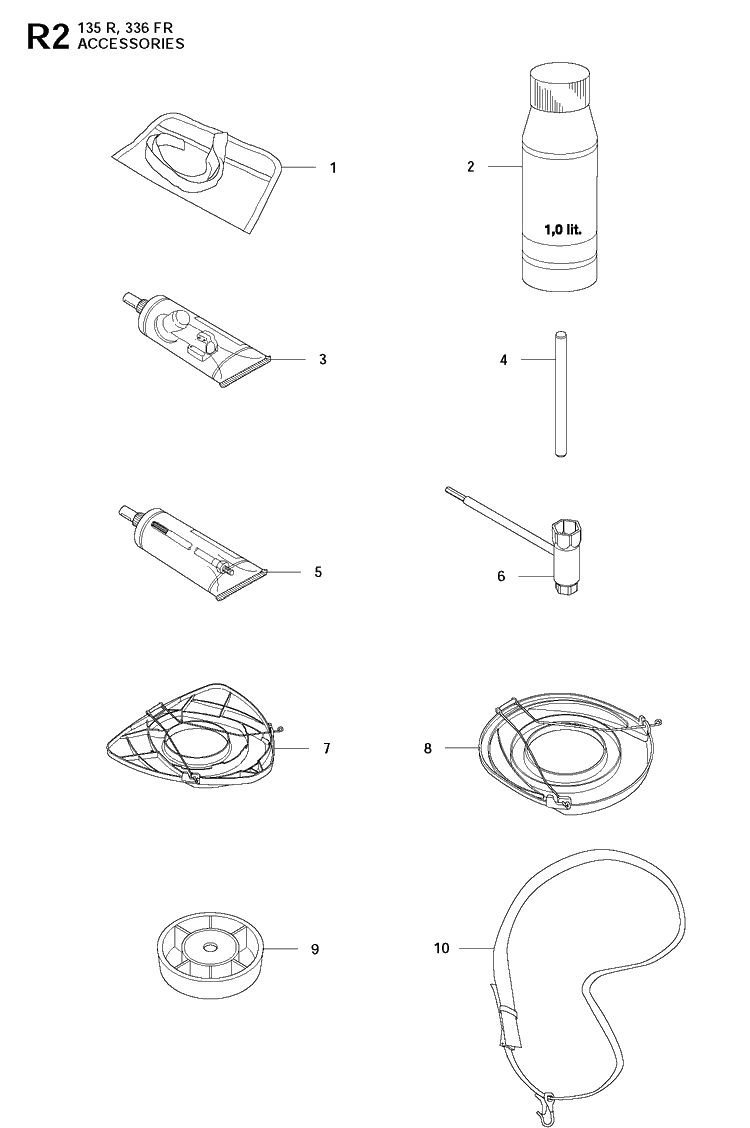 Accessories 2 Diagram and Parts List for 135R  Husqvarna Brush Cutter